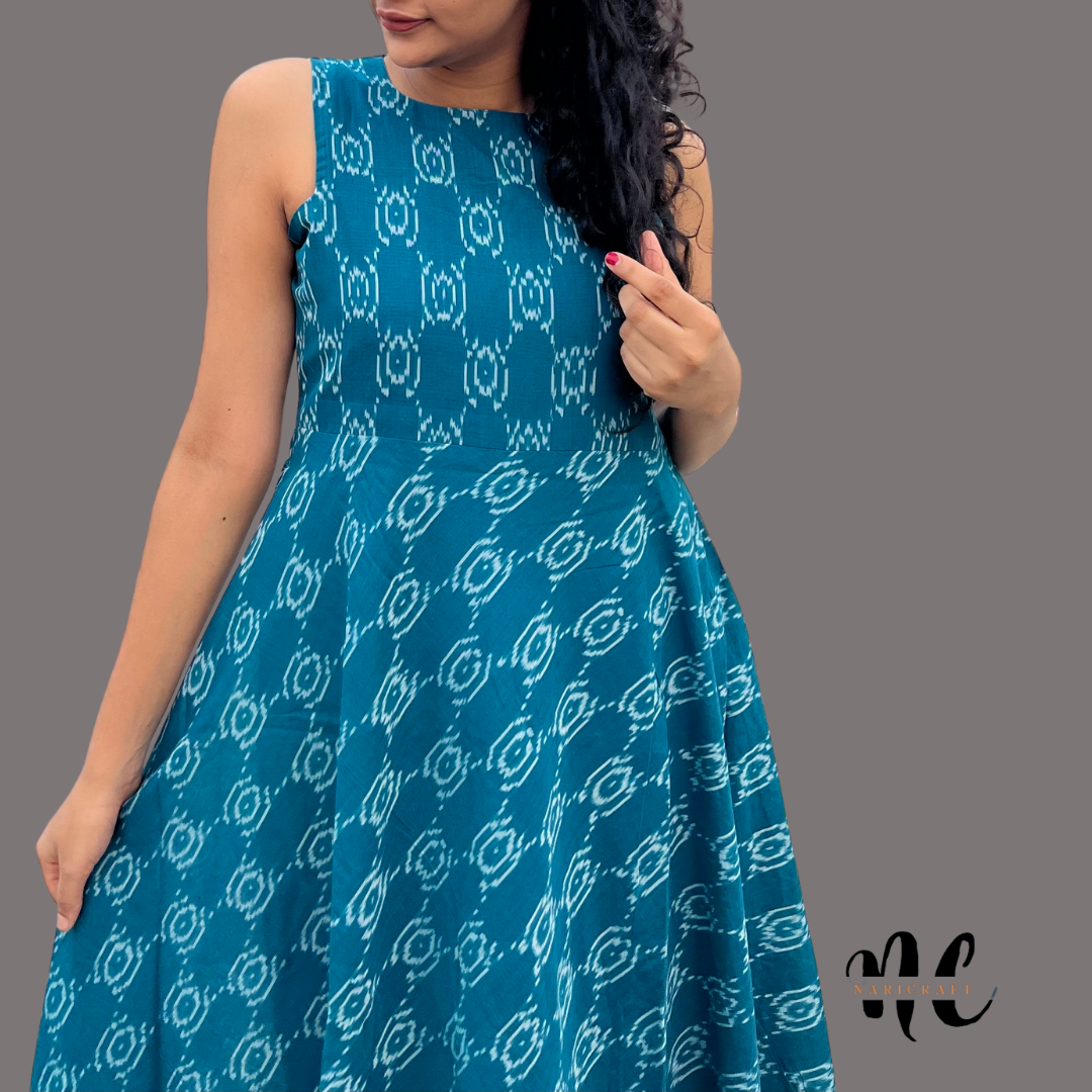 Denim blue flare - ikat dress