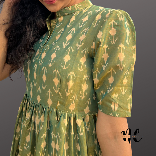 Leaf green - ikat dress