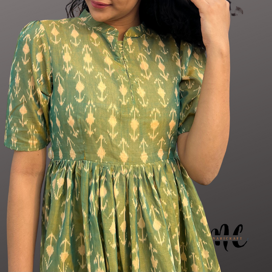 Leaf green - ikat dress