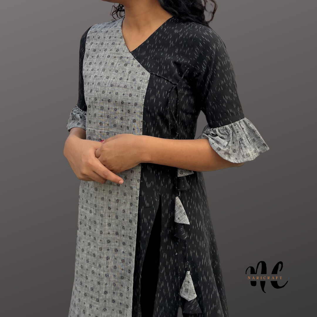 Crystal grey kurta - handloom cotton