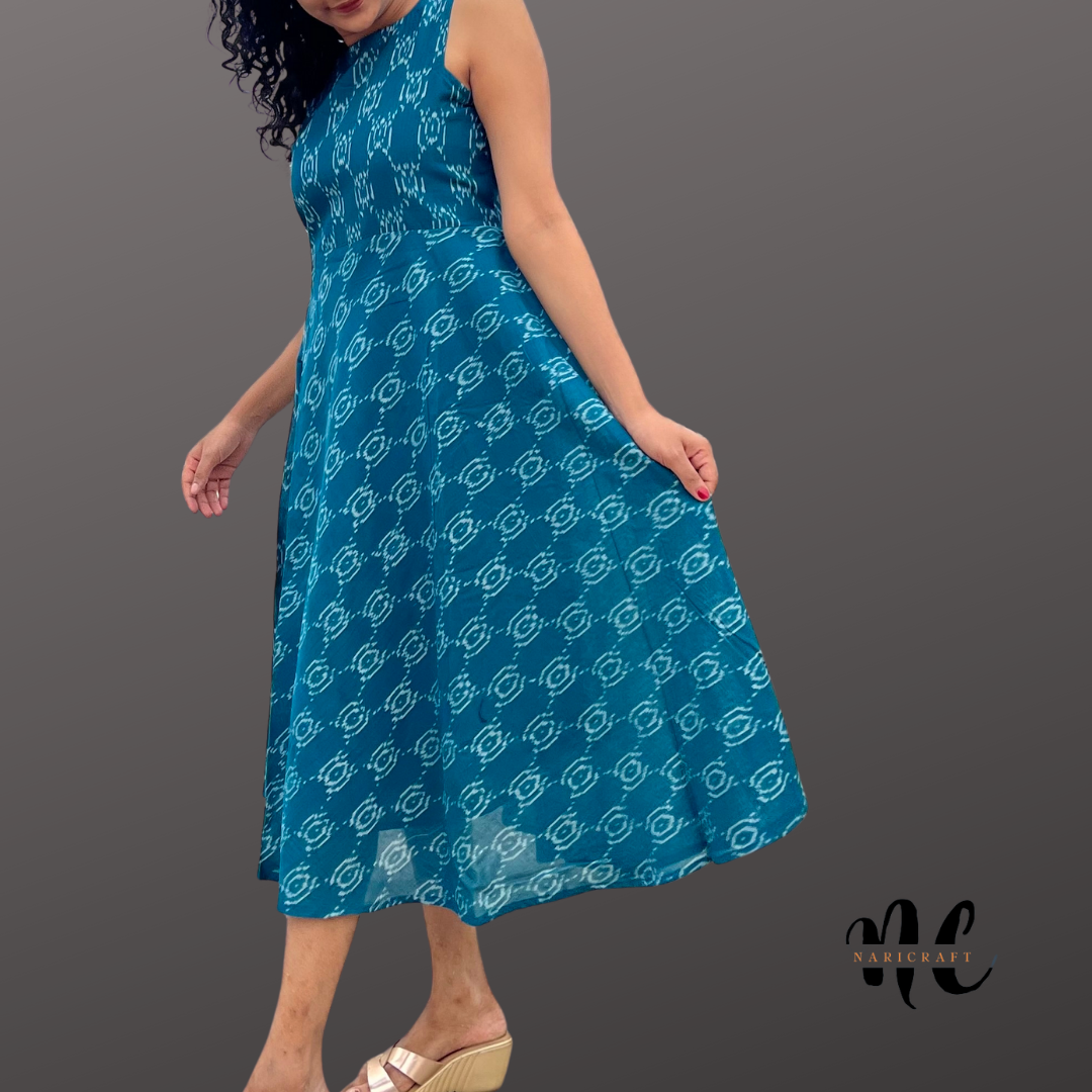 Denim blue flare - ikat dress