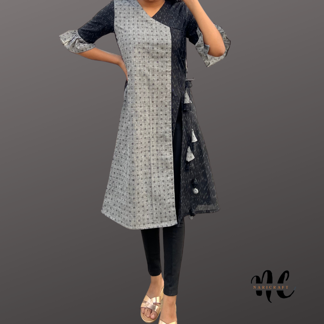 Crystal grey kurta - handloom cotton