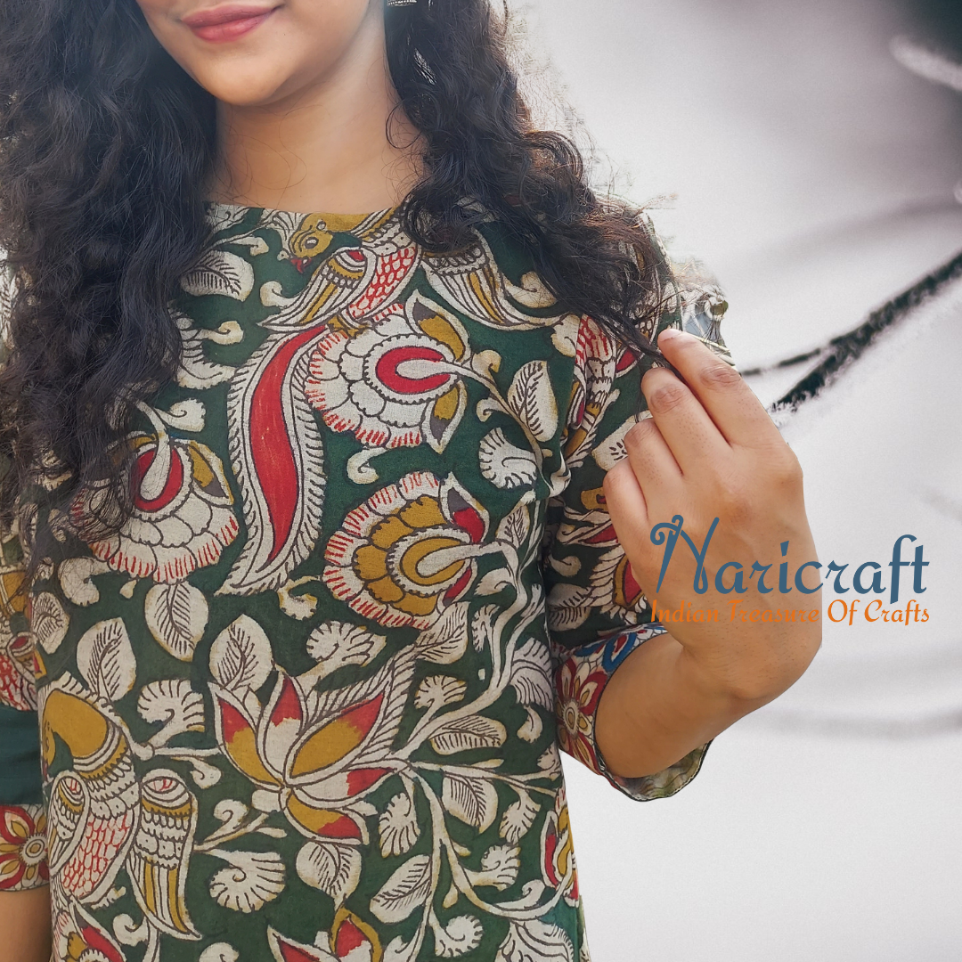 Kalamkari Kurta - Rose Green