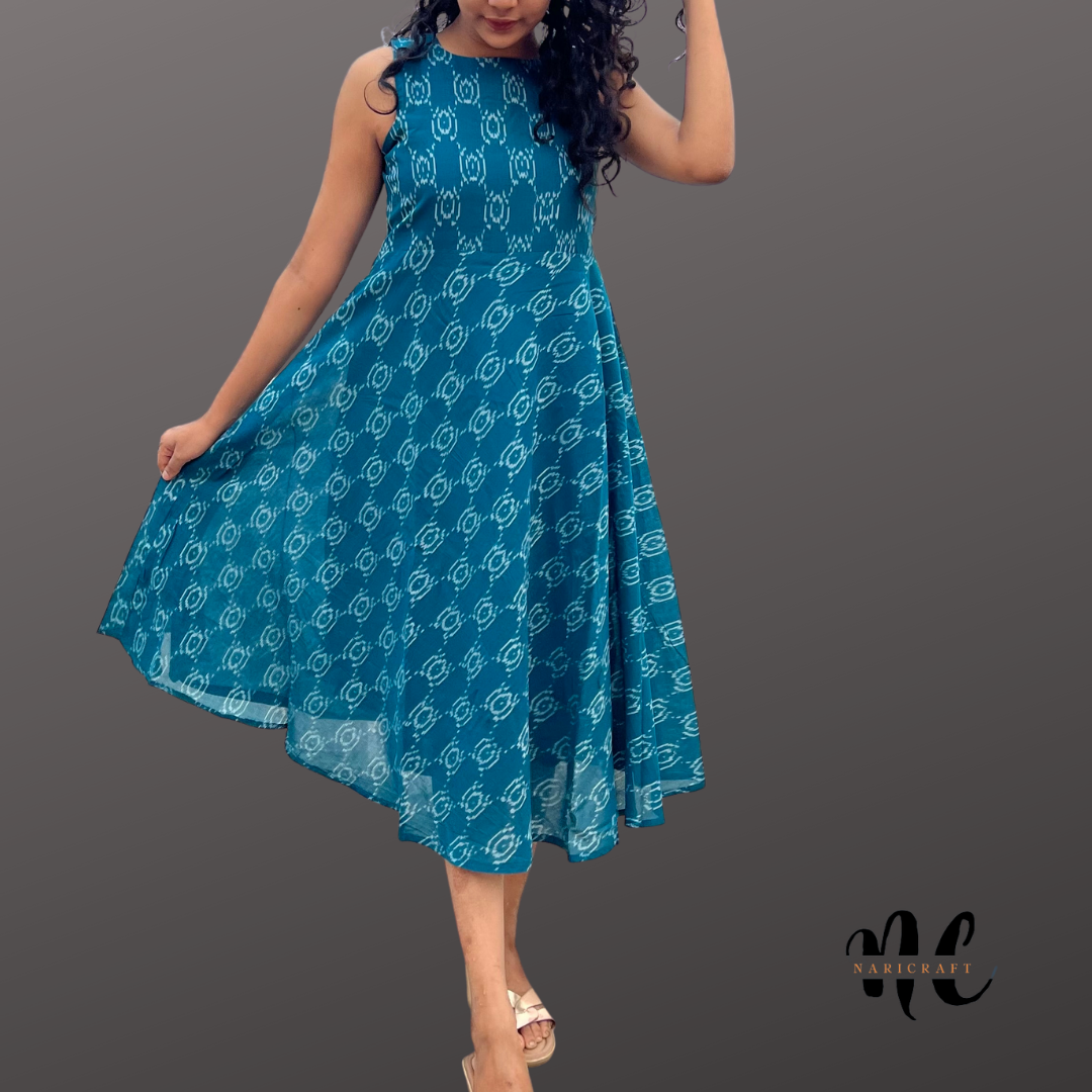 Denim blue flare - ikat dress