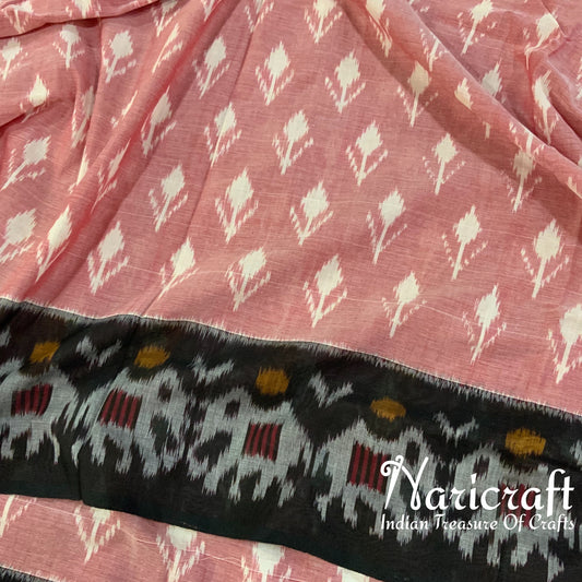 Pochampalli Ikat cotton saree - Peach colour