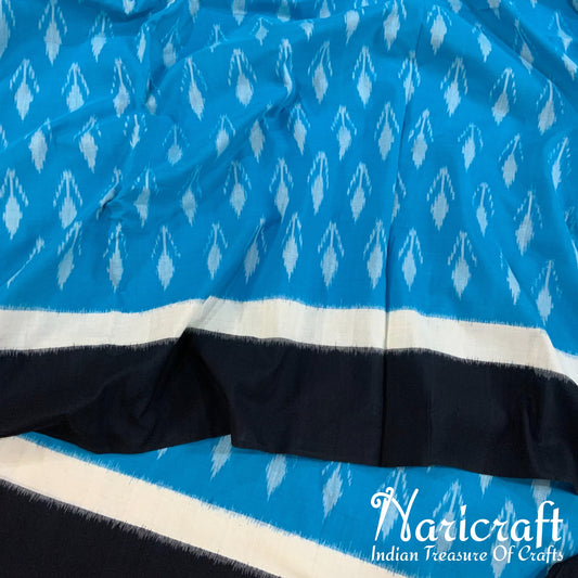 Pochampalli Ikat cotton saree - Blue and Black