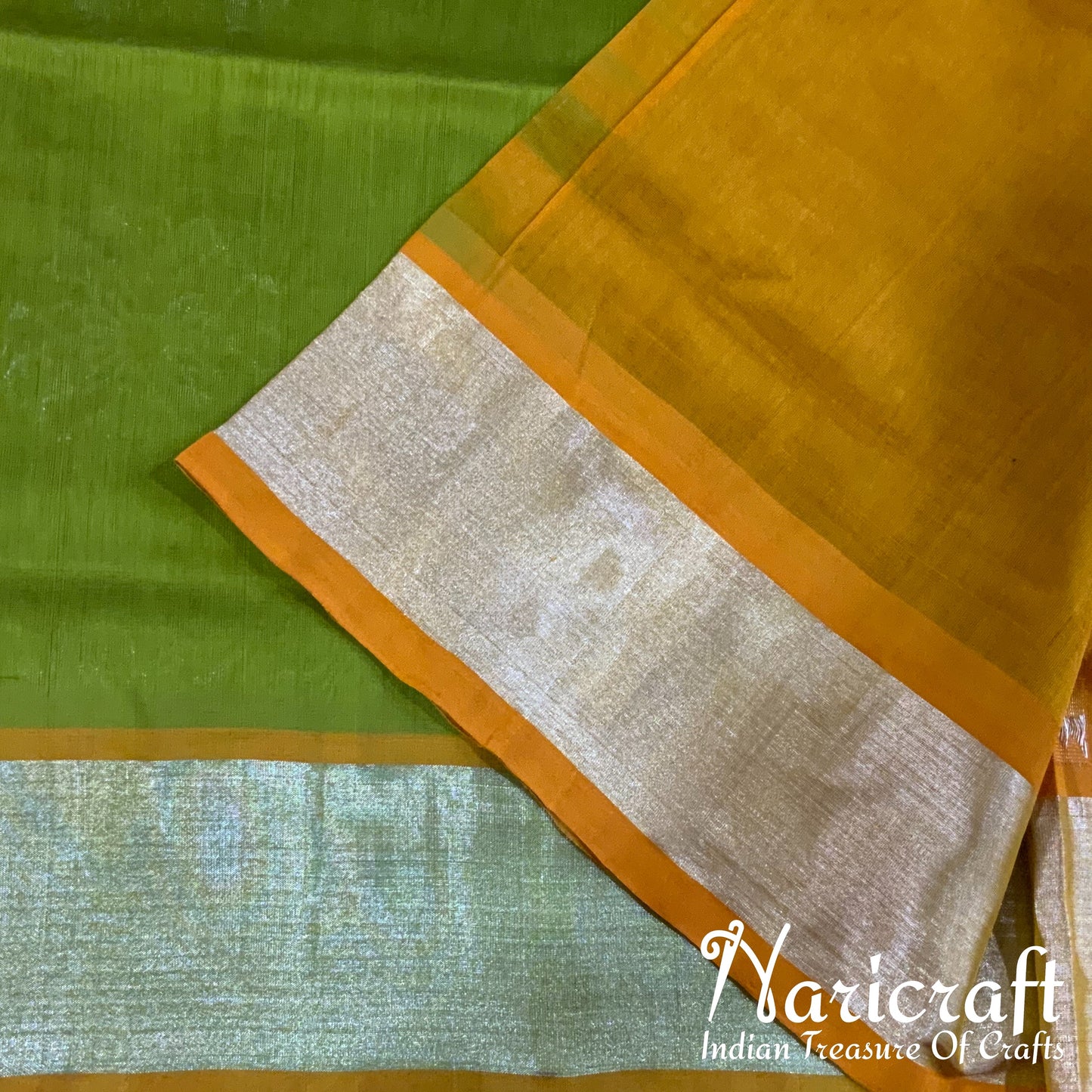 Venkatagiri silk cotton saree - Olive green