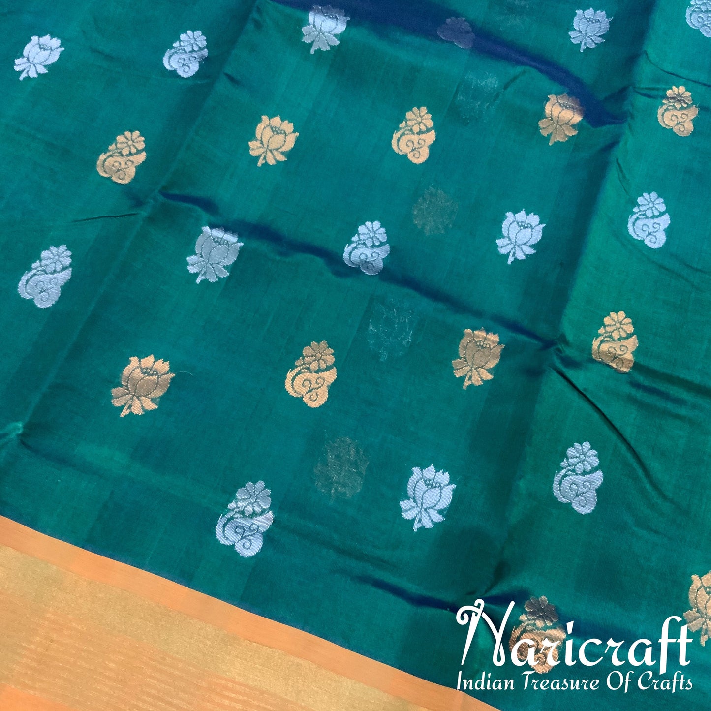 Venkatagiri silk cotton saree - Bottle Green