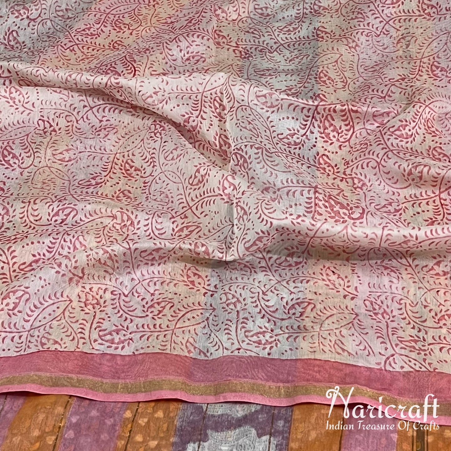 Butterfly chanderi sico saree - dhabu block printing