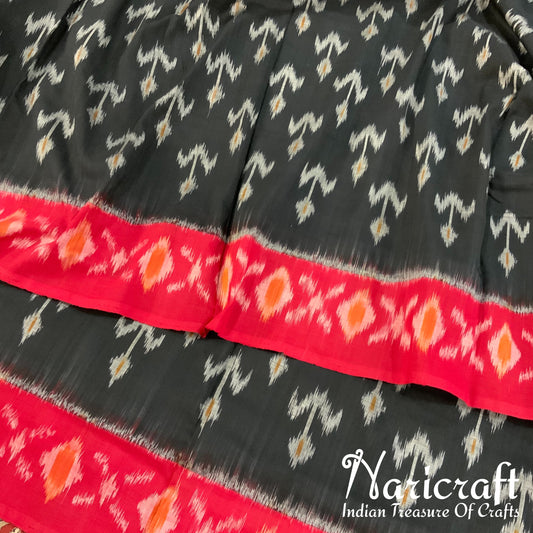 Pochampalli Ikat cotton saree - Black and Red